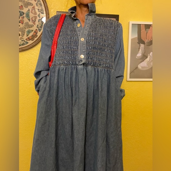 D Frank Vintage Long Sleeve Denim Dress, Size 2 - Picture 2 of 3